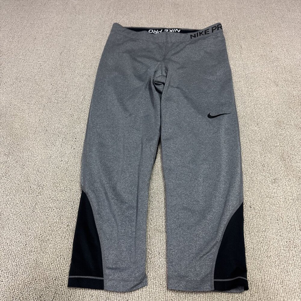 Nike Pro Leggings Gray Black Cropped Women’s Size Large